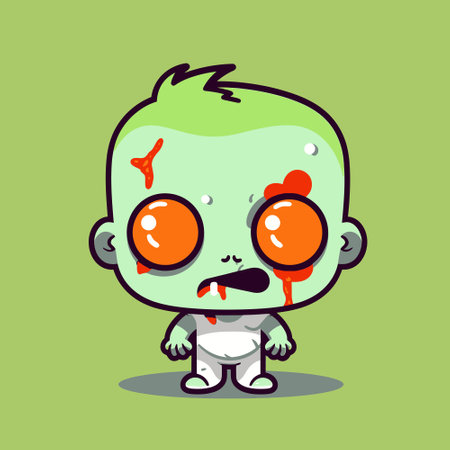Cute zombie chibi mascot vector cartoon styleのイラスト素材