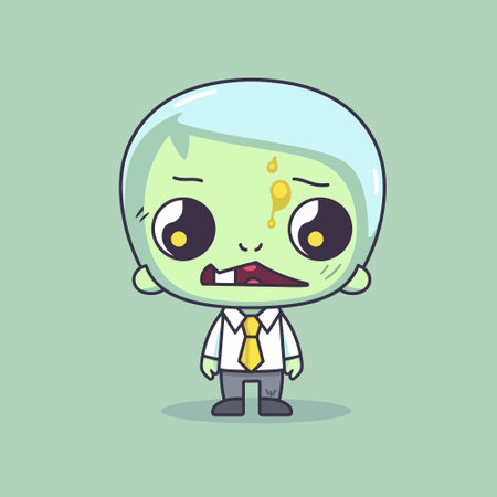Cute zombie chibi mascot vector cartoon styleのイラスト素材