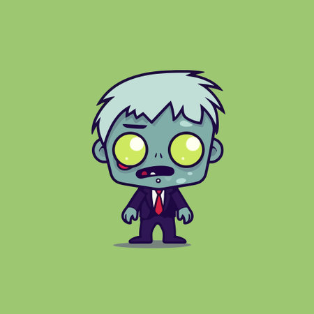 Cute zombie chibi mascot vector cartoon styleのイラスト素材