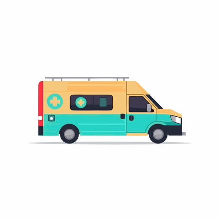 ambulance car medical vehicle vector illustration isolated on white backgroundのイラスト素材