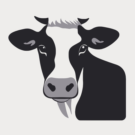 The cow goes moo. Vector illustration of a mooing cow in simple children's style.のイラスト素材