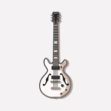 Electric guitar flat vector illustration. Rock music instrumentのイラスト素材