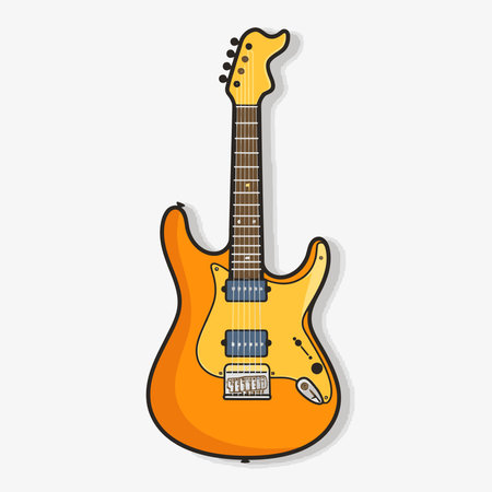Electric guitar flat vector illustration. Rock music instrumentのイラスト素材