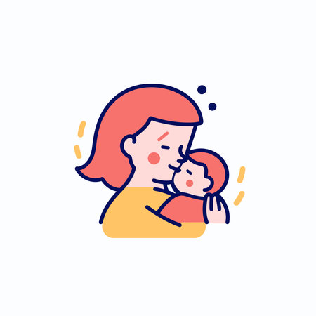 Vector Illustration Of Mother Holding Baby Son In Arms. Happy Mother`s Day Greeting Card.のイラスト素材