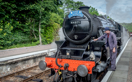 Corpach, Scotland, United Kingdom - July 20, 2016 : The Jacobite being inspected before steaming though the highland on July 29, 2016のeditorial素材