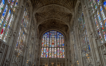Cambridge, United kingdom - April 17, 2016 : Architecture inside the famous king's college, Cambridge, United kingdomのeditorial素材