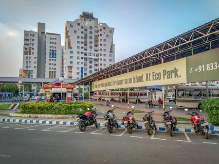 Kolkata, West Bengal / India - March 29, 2019: A view of one of the major Bus terminus at New Town, Kolkata, West Bengal on a busy day.のeditorial素材