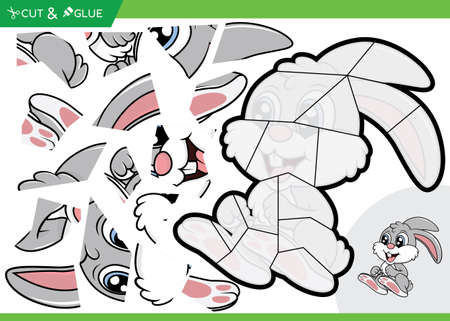 Jigsaw Puzzle Education Game For Kids Rabbit Themeのイラスト素材
