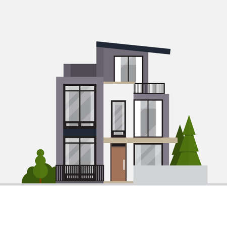 Vector illustration of cool detailed modern house icon on white background. suitable for use as advertising.のイラスト素材