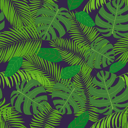 Seamless pattern with handdrawn tropical leavesのイラスト素材