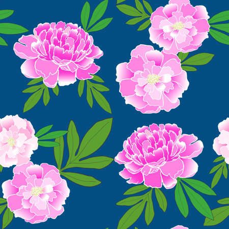 Seamless pattern with handdrawn pink peoniesのイラスト素材