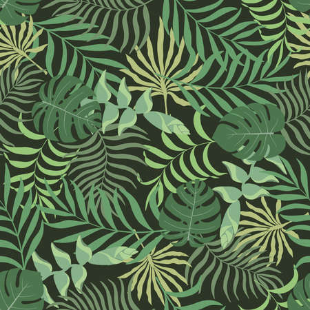 Tropical background with palm leaves. Seamless floral patternのイラスト素材