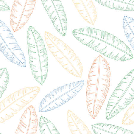 Tropical background with banana leaves. Seamless floral pattern.のイラスト素材