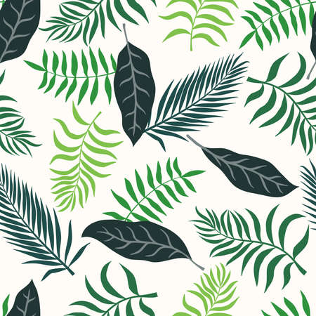 Tropical background with palm leaves. Seamless floral pattern. Summer vector illustration. Flat jungle printのイラスト素材