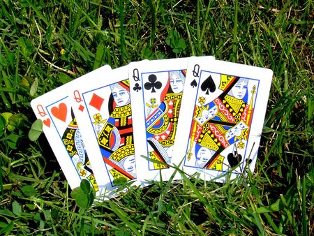 poker on the grassの写真素材