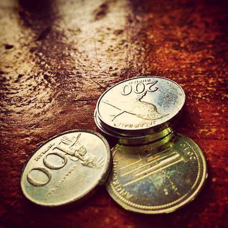 coins on the tableの素材