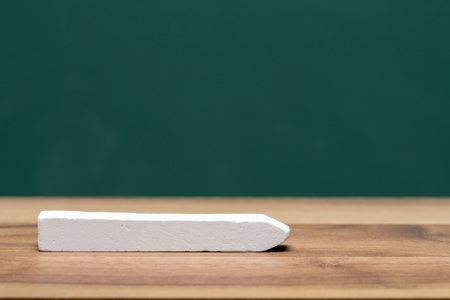 chalk on classroom table in front of board