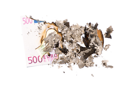 500 euro bills burned to ashの写真素材