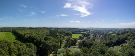 Panorama picture of Aachen over belgium and surrounding landscape taken from above as backgroundの写真素材