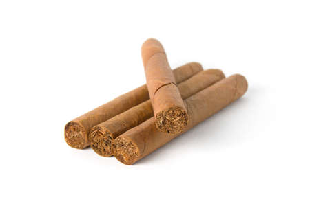 Cuban cigars isolated on white backgroundの写真素材