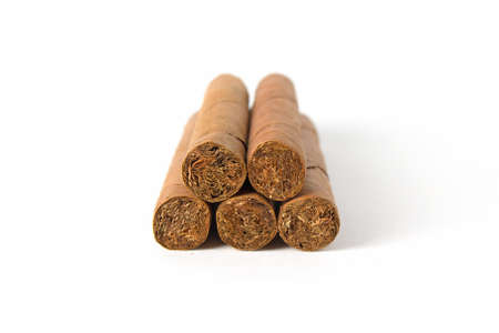 Cuban cigars isolated on white backgroundの写真素材