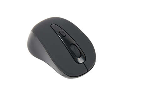 Black optical wireless mouse isolated on white background