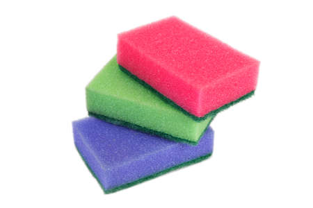 colored sponges isolated on white backgroundの写真素材