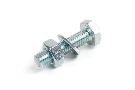 bolt and nut isolated on white backgroundの写真素材