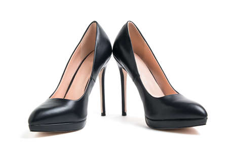 women's high-heeled shoes isolated on white backgroundの写真素材