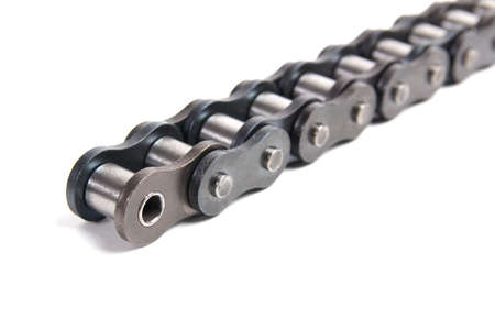 driving roller chain isolated on white backgroundの写真素材