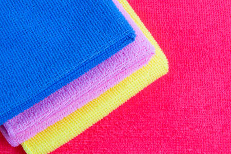 colored microfiber cloths close upの写真素材