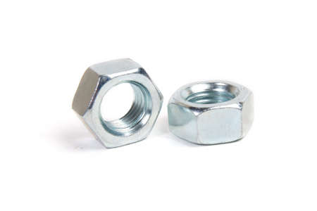 metal nuts isolated on white backgroundの写真素材