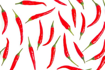red chili pepper on white background top view