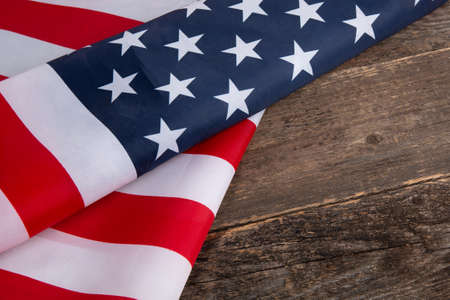 American national flag on wooden table