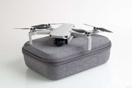 Moscow, Russia - September 22, 2020: Dji mavic mini drone on box