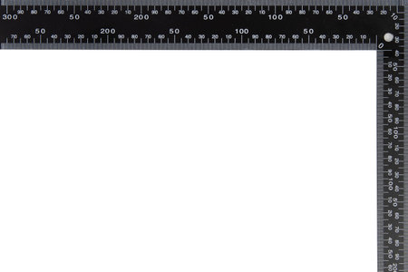 black ruler angle with copy space isolated on white backgroundの写真素材