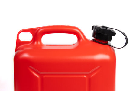 plastic fuel canister isolated on white backgroundの写真素材