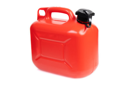 plastic fuel canister isolated on white backgroundの写真素材