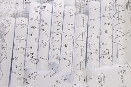 engineering drawings with mathematical electrical formulas and graphsの写真素材