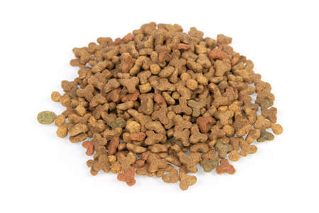 dry cat food isolated on a white backgroundの写真素材