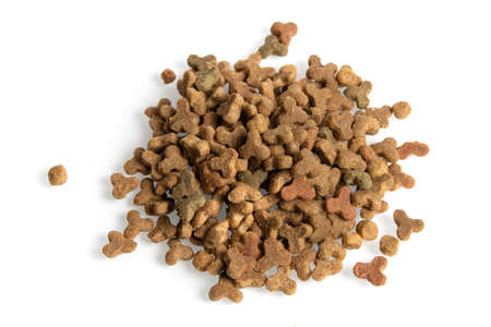 dry cat food isolated on a white backgroundの写真素材