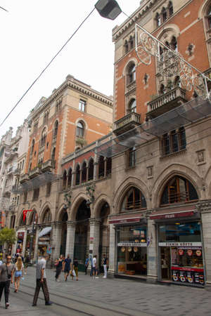 ISTANBUL, TURKEY - AUGUST 08, 2021: Tourists popular destination in Istanbul Taksim Istiklal Streetのeditorial素材