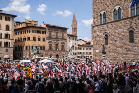 Medieval festival in Piazza dell Signori, Firenzeのeditorial素材