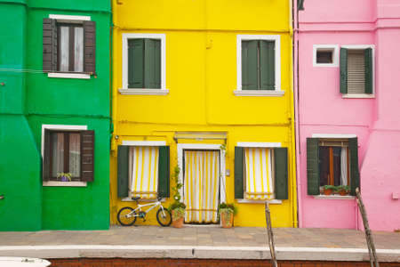 Colorful houses at Burano, Veniceの写真素材