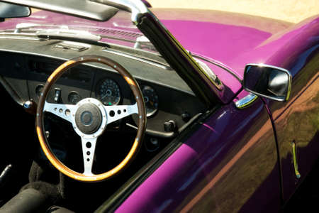 classic vintage purple sports carの写真素材
