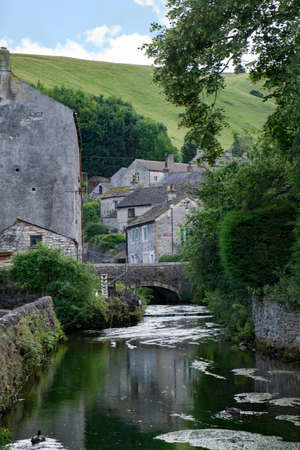 Cottages in Castleton, Peak District, UKの写真素材