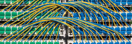 Wiring for broadband cabinet, the interior of the street cabinet with wires connecting the telephone...