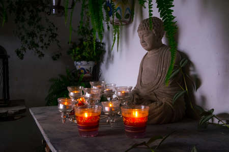 Buddha shrine with candlesのeditorial素材