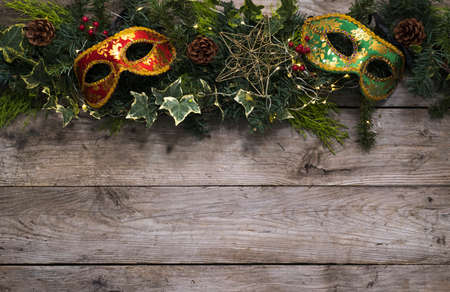 New year garland with party masksの写真素材