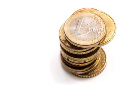 Stack of euro coins, eu money savingの写真素材